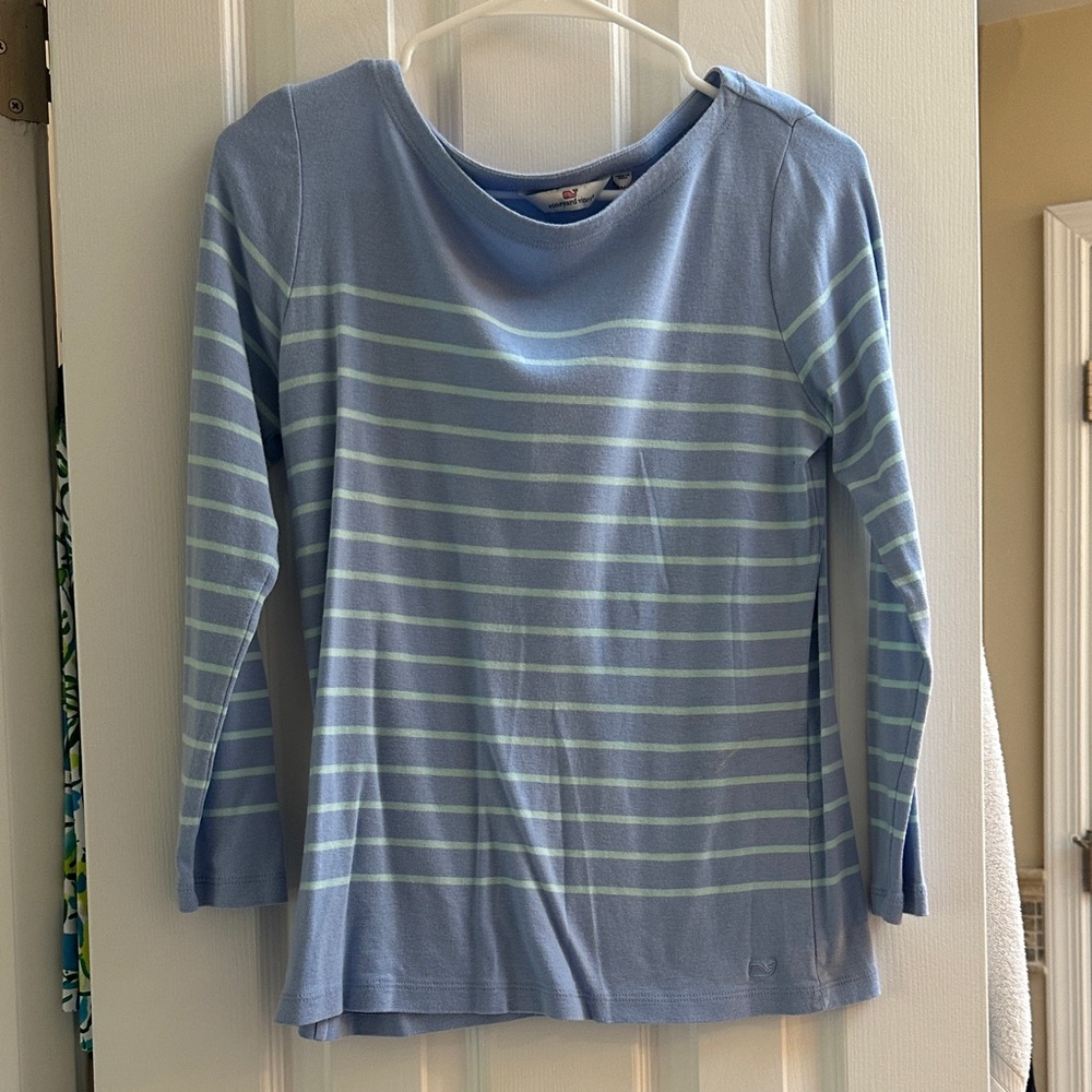 Vineyard Vines Light Blue Striped Long Sleeve Top